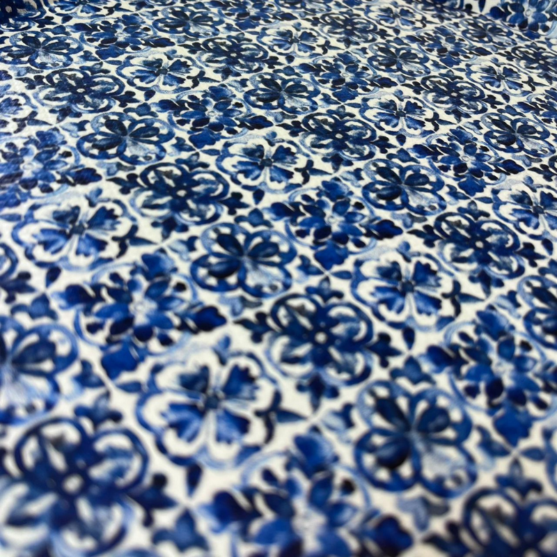 Blue floral pattern on a white background
