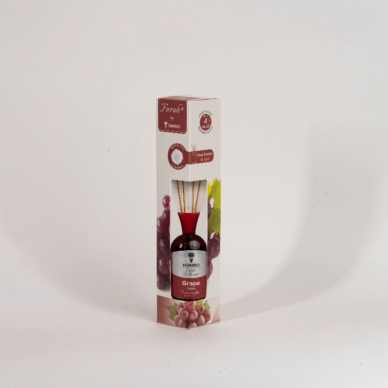 Elegant glass Grape reed diffuser with fragrance oil and natural sticks for home fragrance
