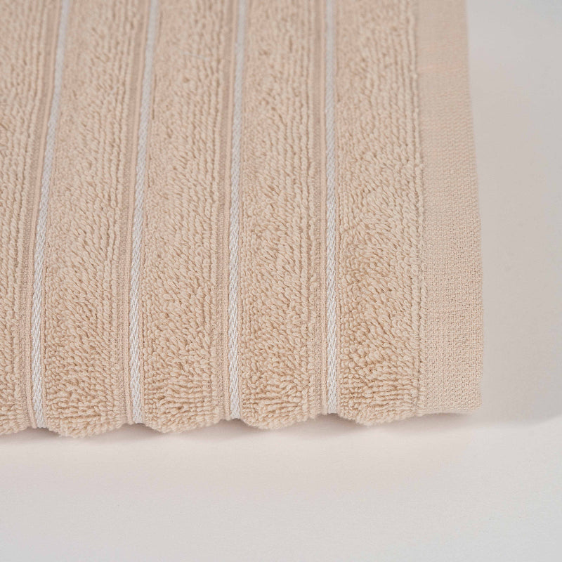 Beige: "Luxury beige cotton towel set – striped absorbent cotton towels for bathroom"