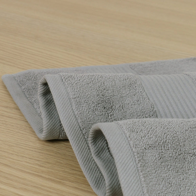 Grey: "Cannon luxury grey cotton towel set with ribbed border