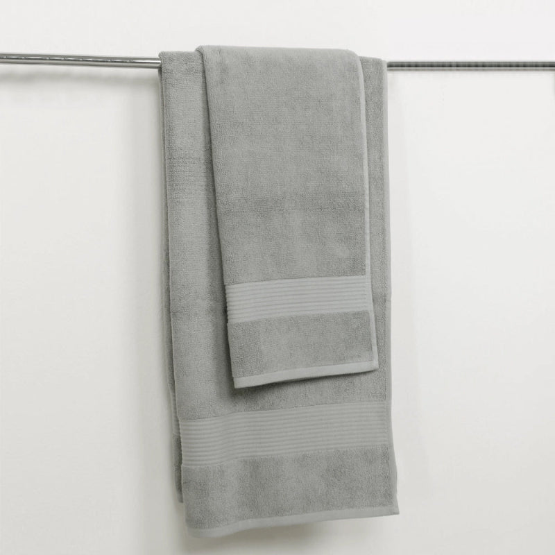 Grey: "Cannon luxury grey cotton towel set with ribbed border