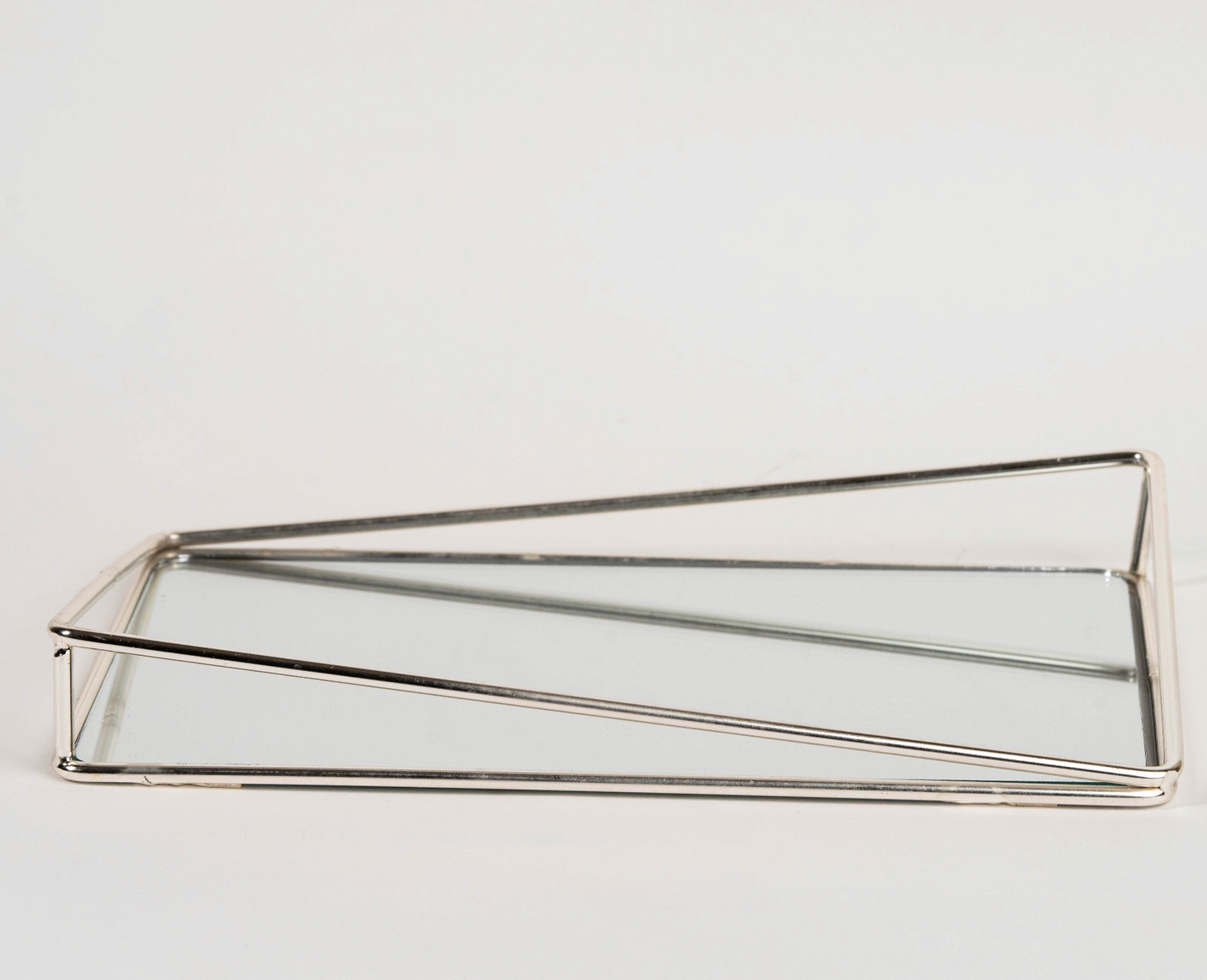 Bow mirror tray with gold metal frame and mirror base – modern vanity tray