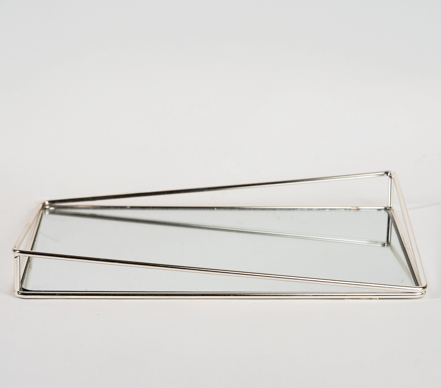Bow mirror tray with gold metal frame and mirror base – modern vanity tray