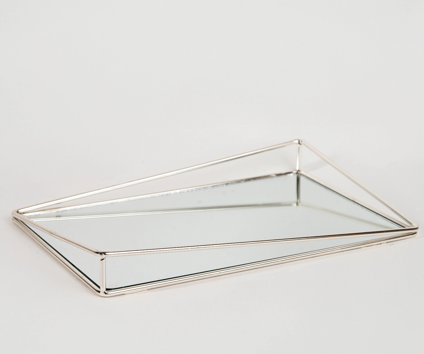Bow mirror tray with gold metal frame and mirror base – modern vanity tray