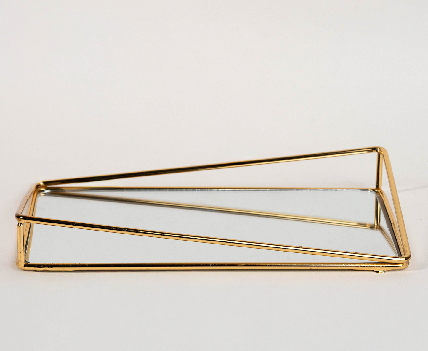 Bow mirror tray with gold metal frame and mirror base – modern vanity tray