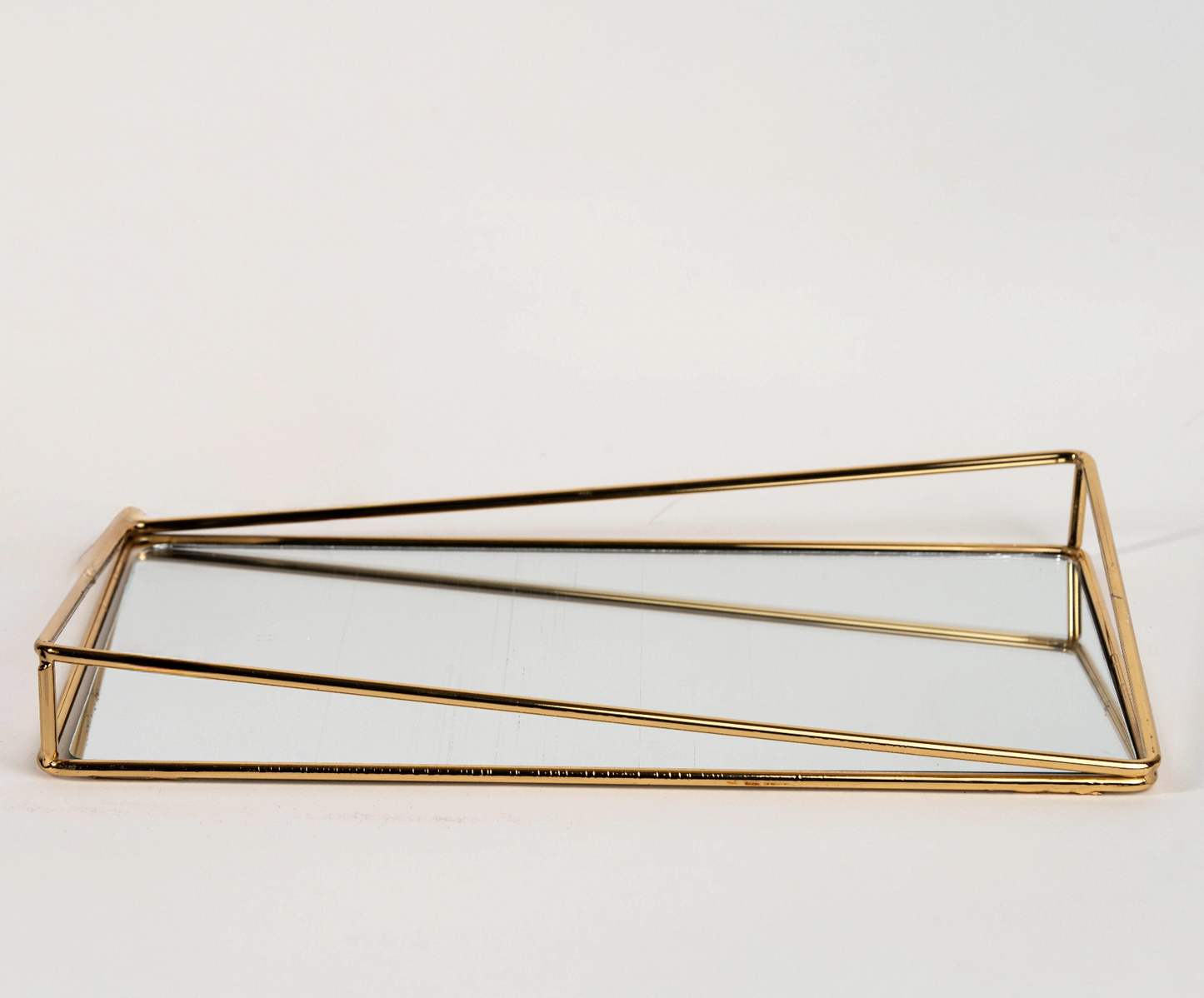 Bow mirror tray with gold metal frame and mirror base – modern vanity tray