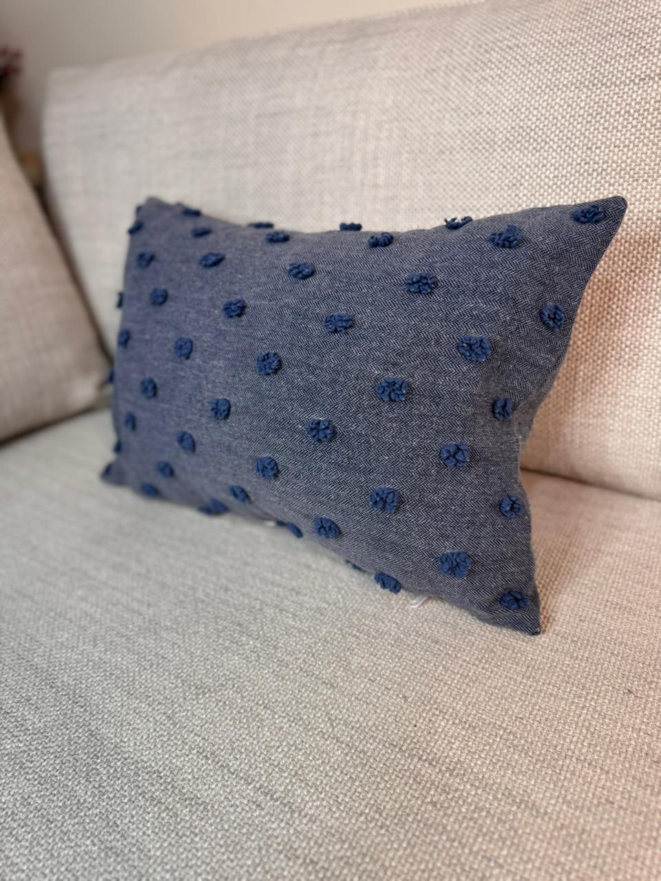 Navy Blue Knot Dot R - Cushion Cover