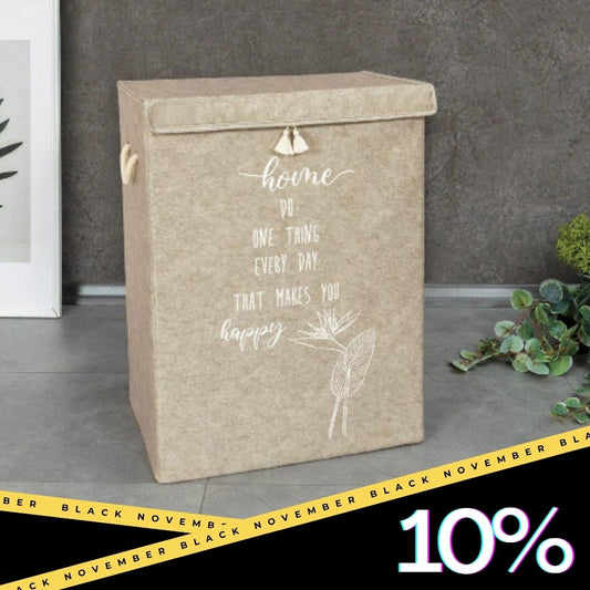 Grey Felt Laundry Basket with Lid