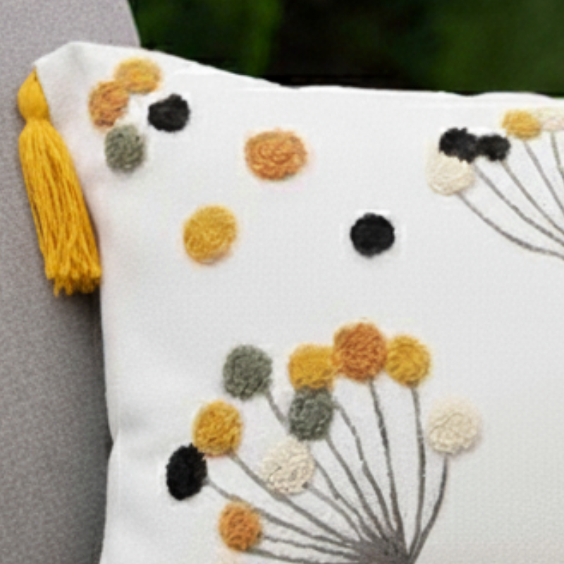 Wildflower Collection rectangle bloom embroidered cushion with tassels