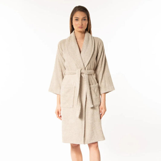 Classic cotton bathrobe with belt and pocket
