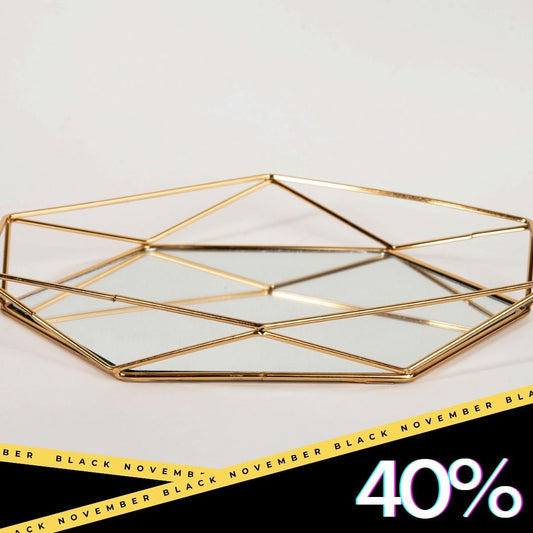Luxury Geometric Gold & Silver Mirror Tray – Stylish Decorative Accent