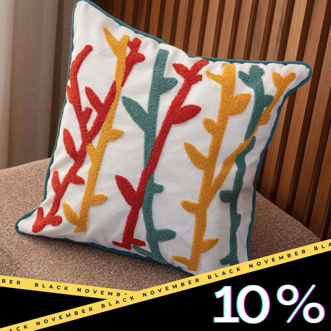 Tufted Abstract Botanical Cushion Cover – Colorful Modern Home Decor