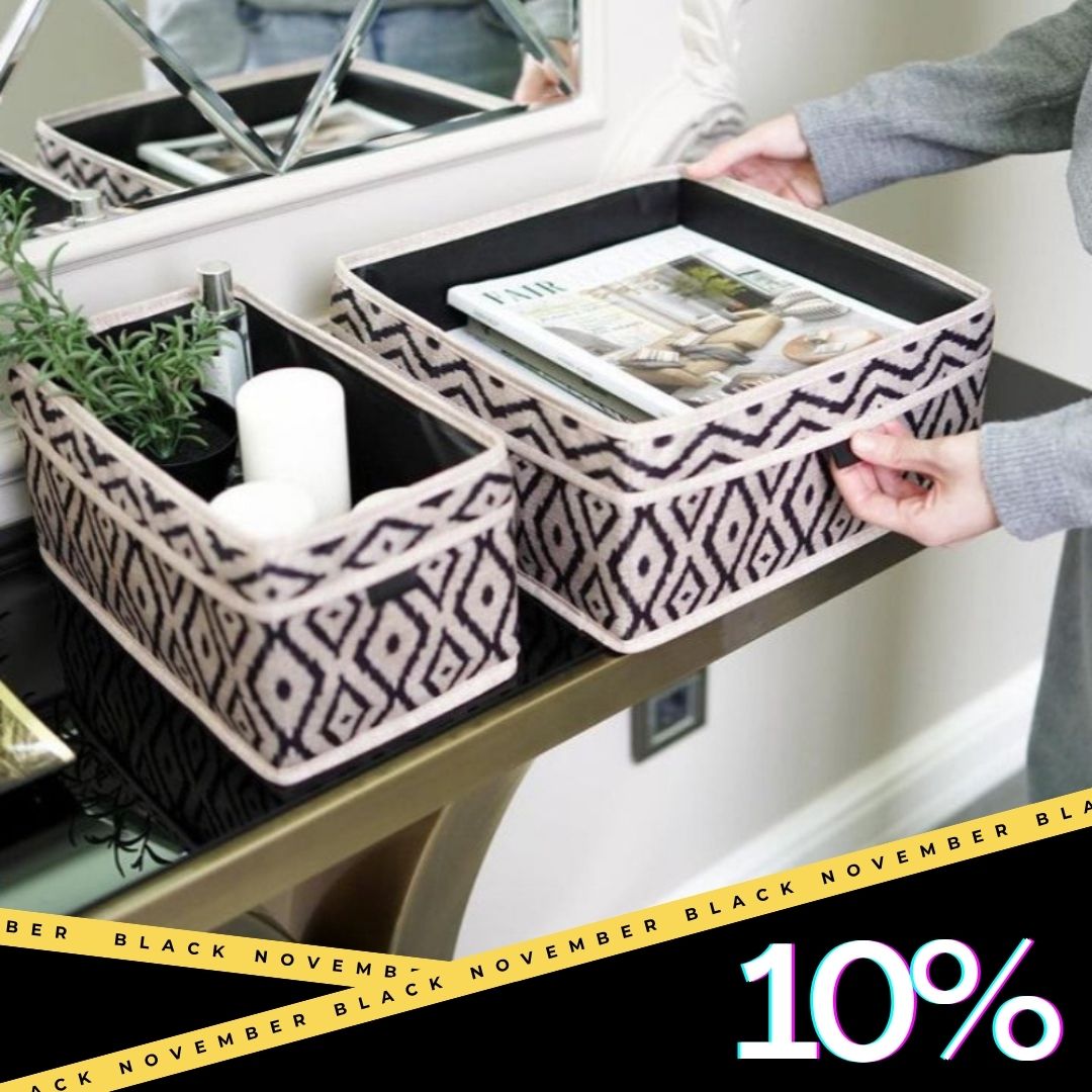 Boho Fabric Drawer & Shelf Organizer – Set of 2