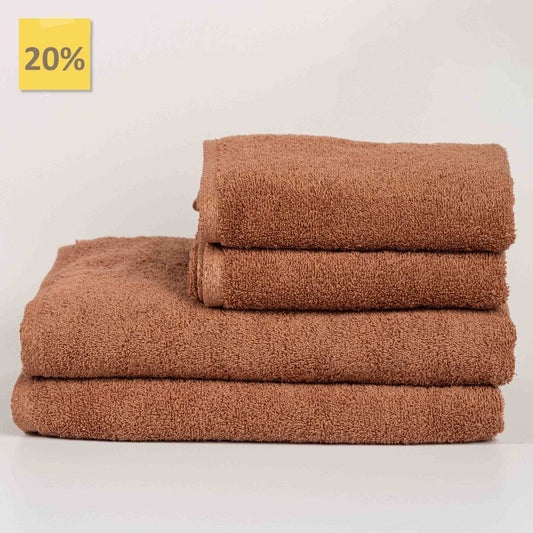 Terracotta Brown Cotton Towel Set – Bath, Hand & Face Towels