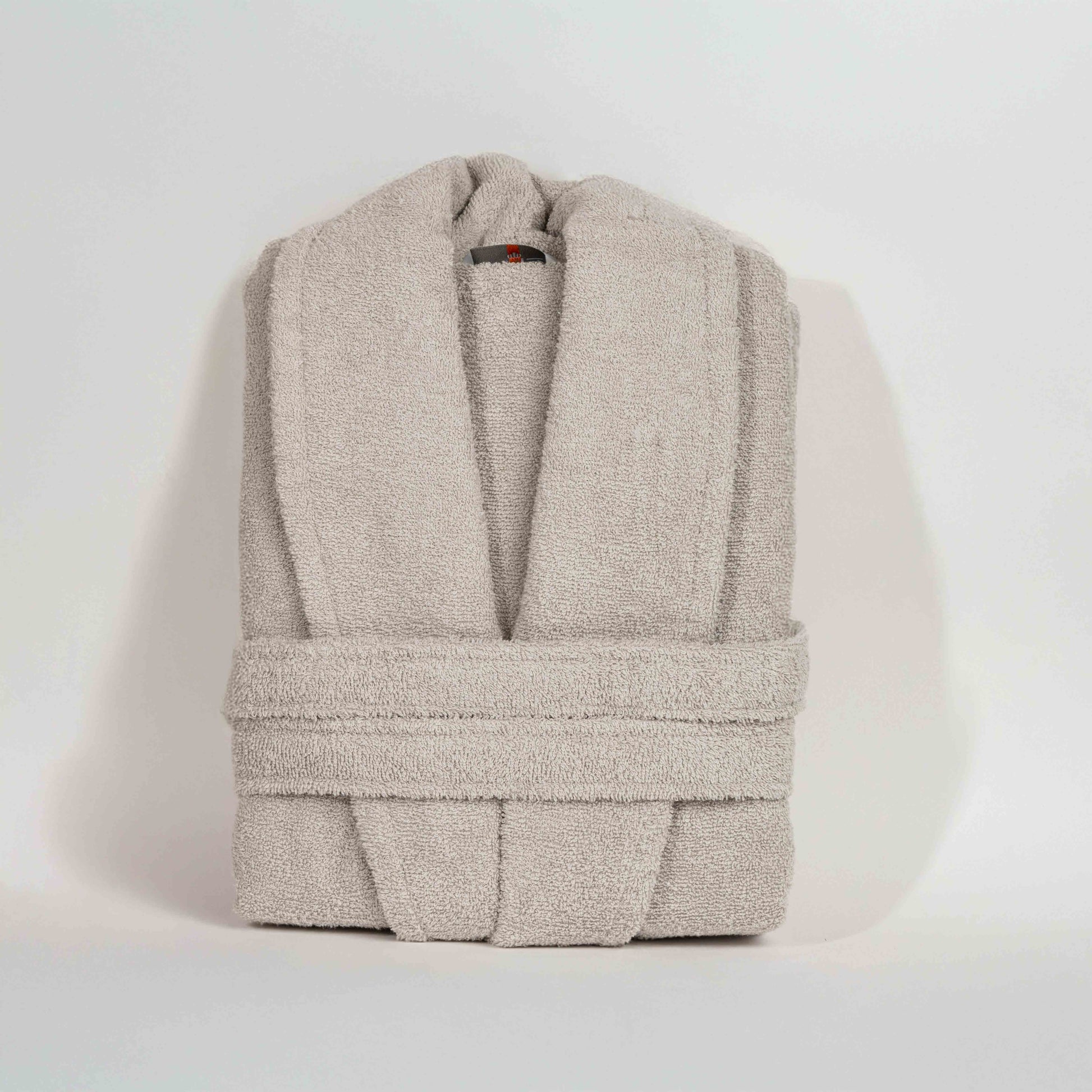 Grey cotton bathrobe with Ocean Row white and grey striped towel, plus free grey anti-slip mat gift – Mix and Match bathroom essentials from KeyHomeLB.
