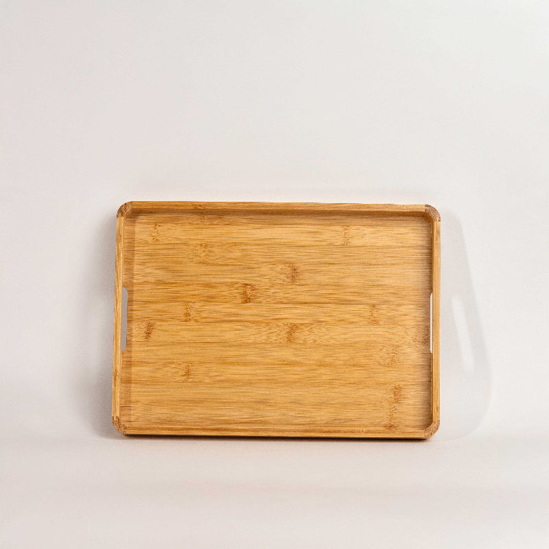 Natural bamboo serving tray with handles – eco-friendly kitchenware