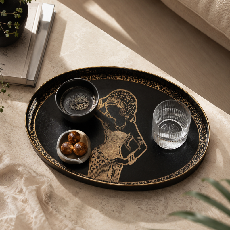 Oval Black Tray