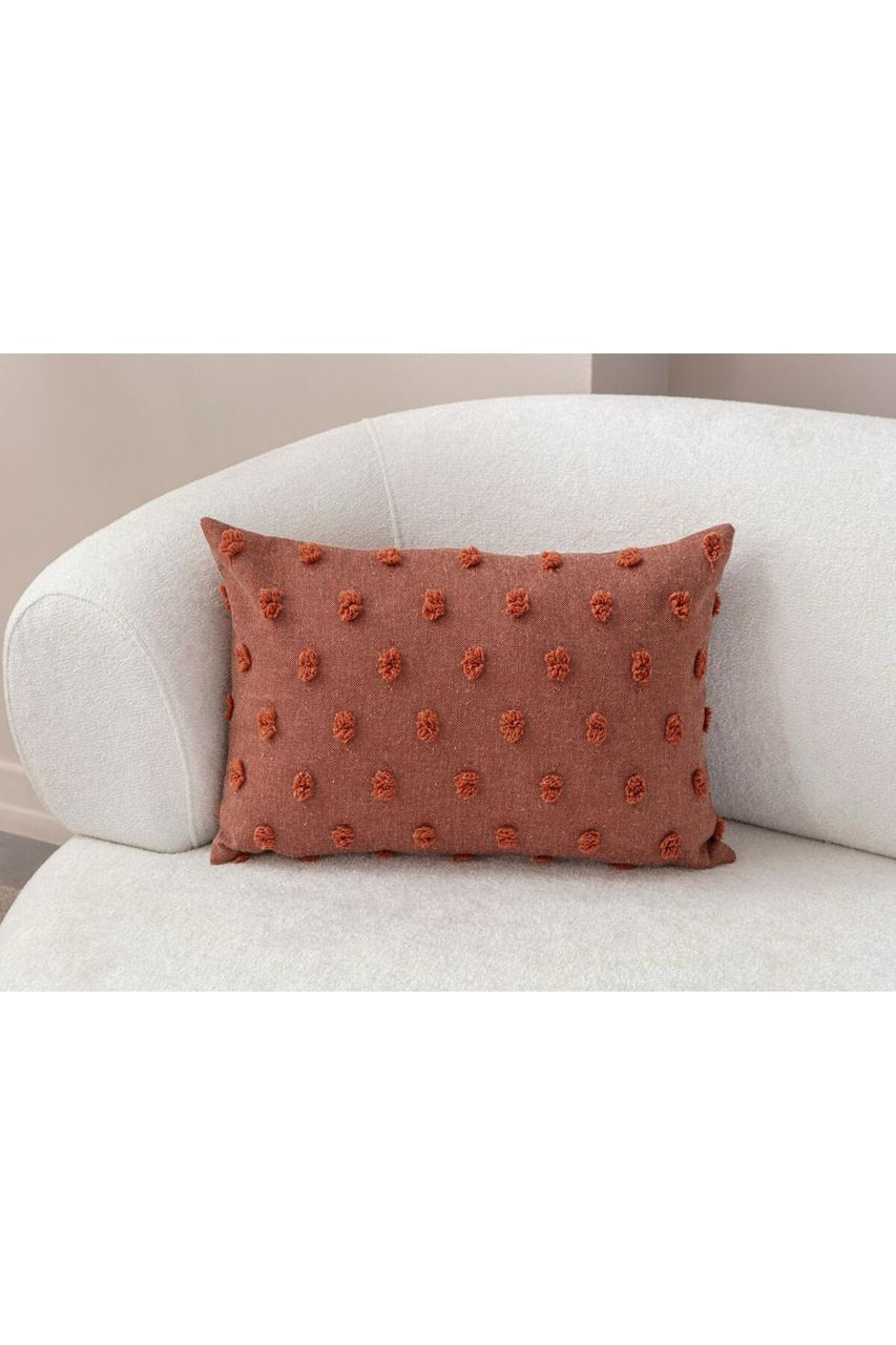 Rust Terracotta Textured Tufted Lumbar Pillow – Decorative Rectangular Cushion