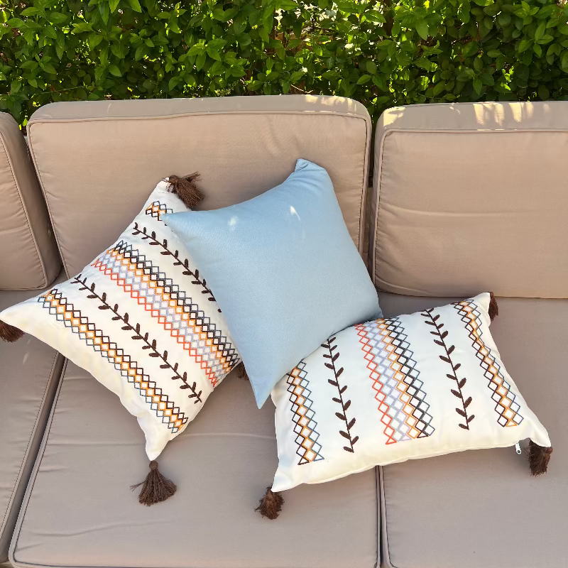 Boho cushion cover, embroidered cushion, rectangular cushion, sofa decor, tassel pillow cover, bohemian home decor, modern eclectic cushion, decorative pillowcase