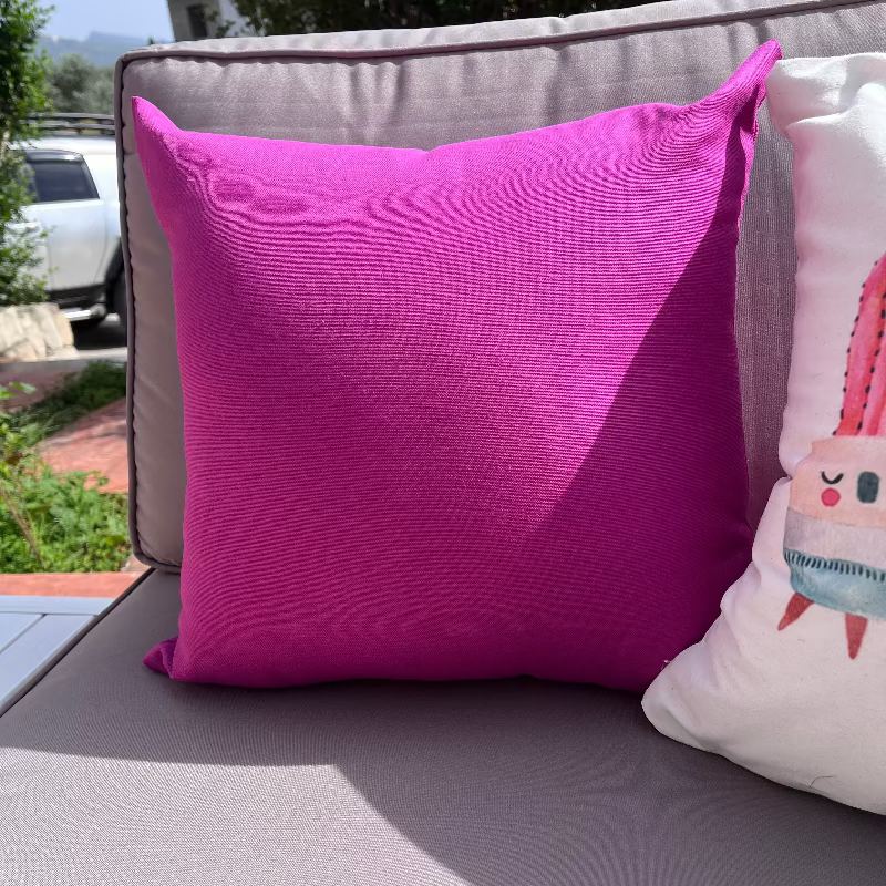 Cute plant face cushion cover with watercolor potted plant illustrations on a minimalist white decorative pillow
