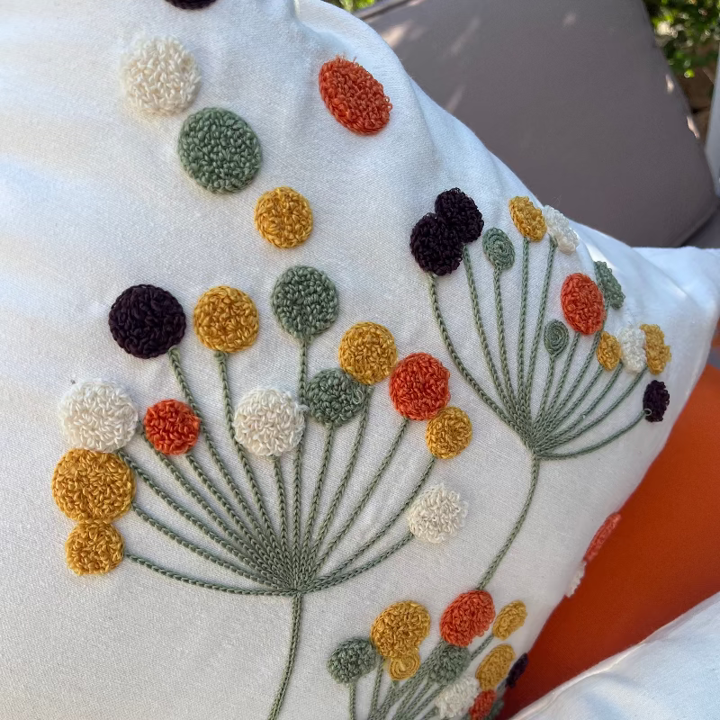 Wildflower Collection rectangle bloom embroidered cushion with tassels