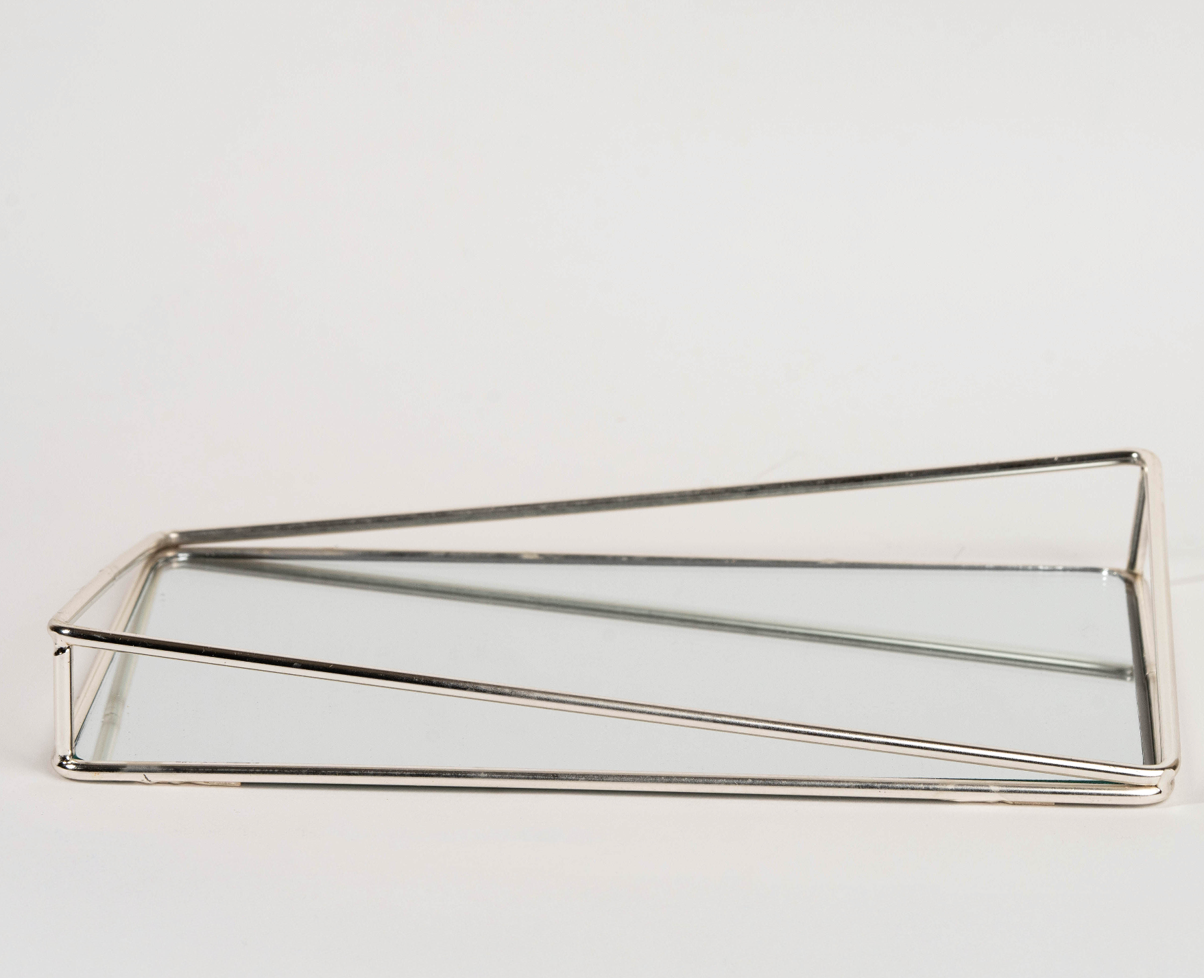 Bow mirror tray with gold metal frame and mirror base – modern vanity tray