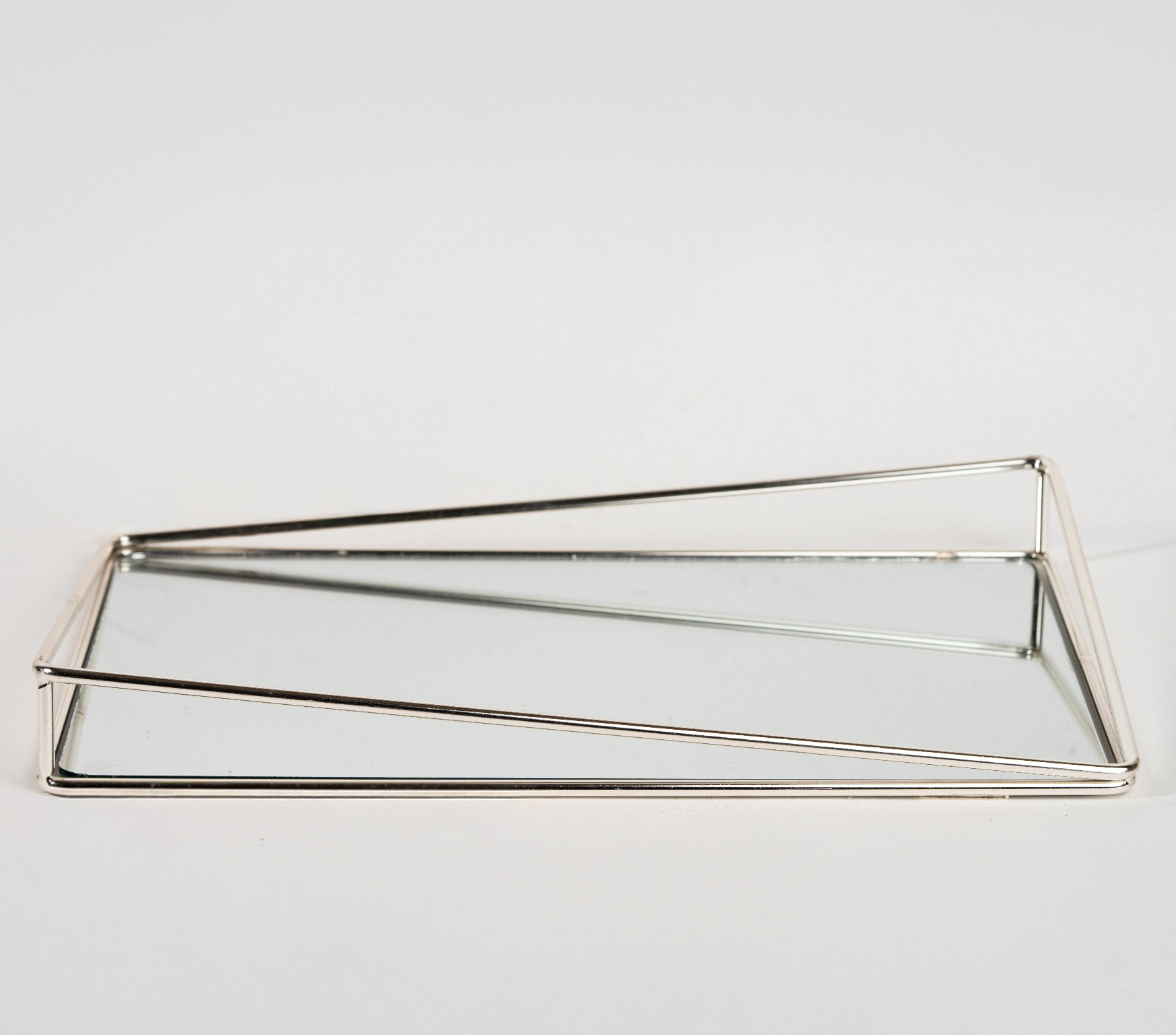 Bow mirror tray with gold metal frame and mirror base – modern vanity tray
