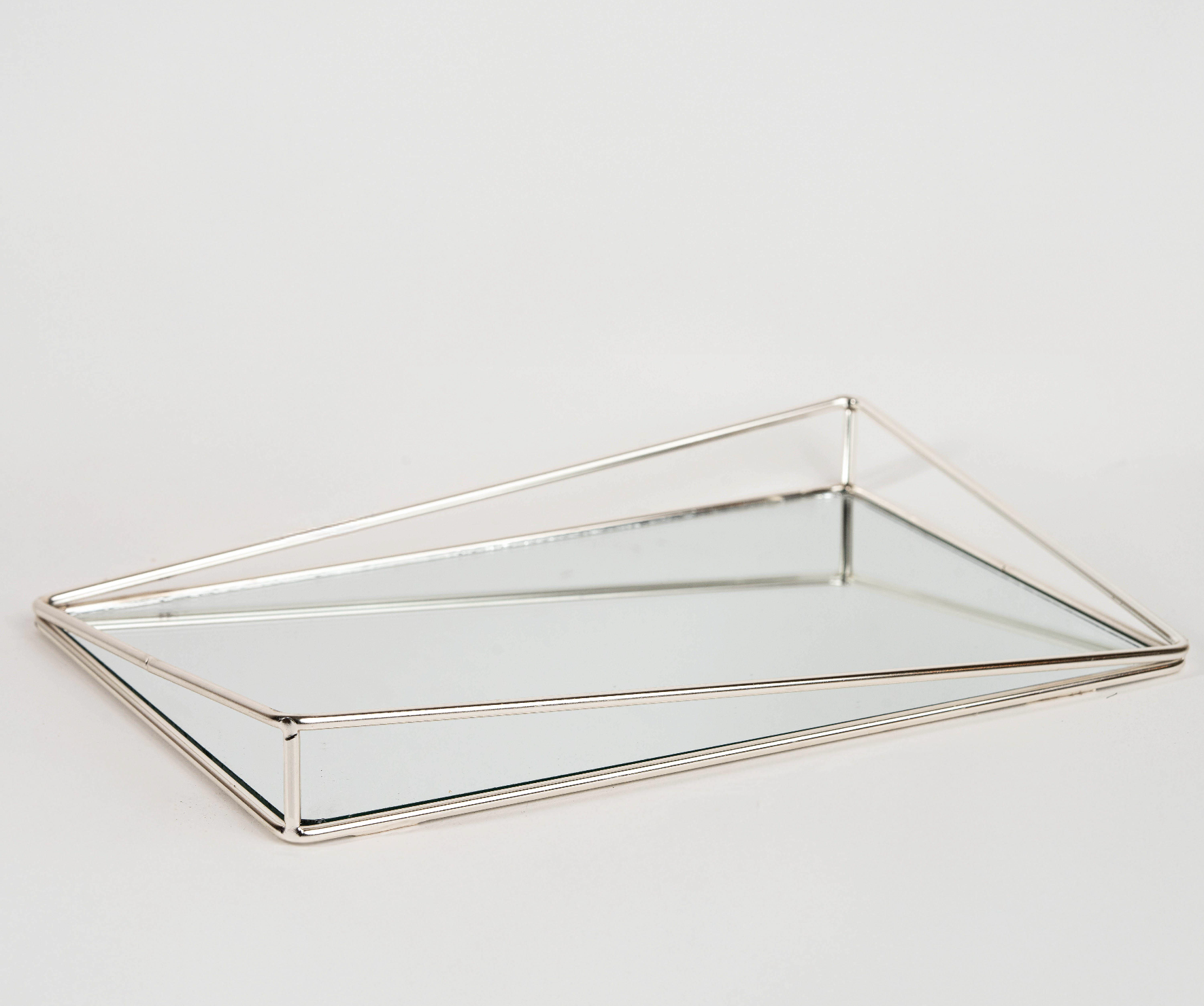 Bow mirror tray with gold metal frame and mirror base – modern vanity tray