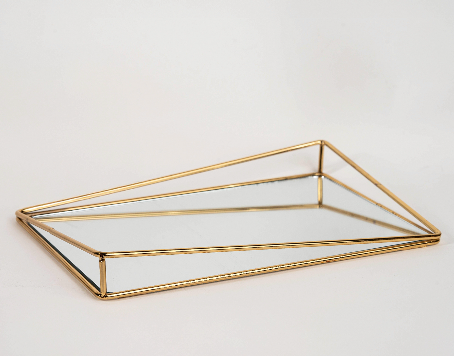 Bow mirror tray with gold metal frame and mirror base – modern vanity tray