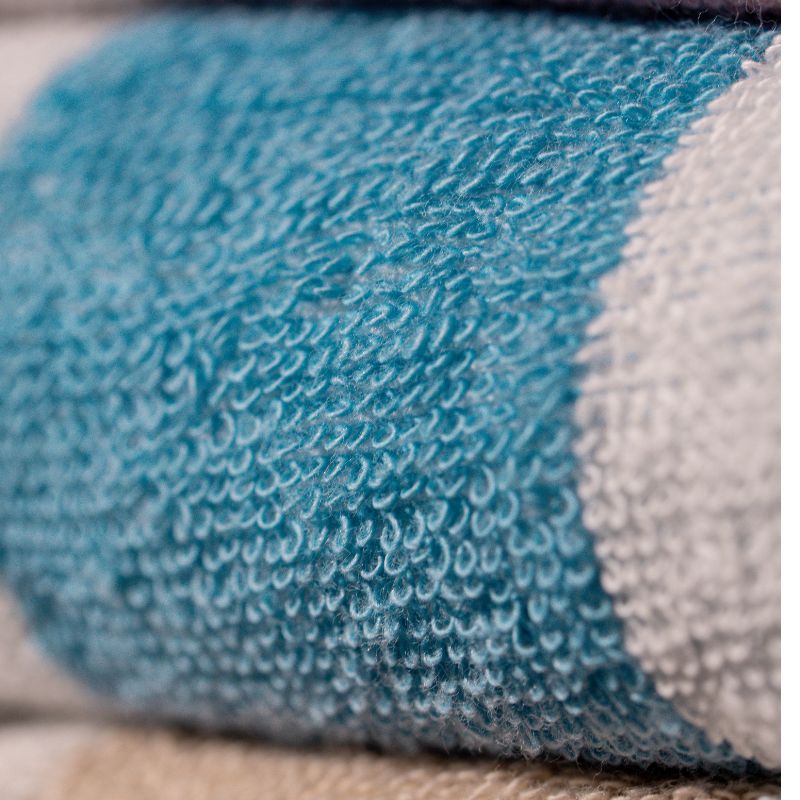 Blue: "White cotton towel with blue border – quick drying cotton towel"