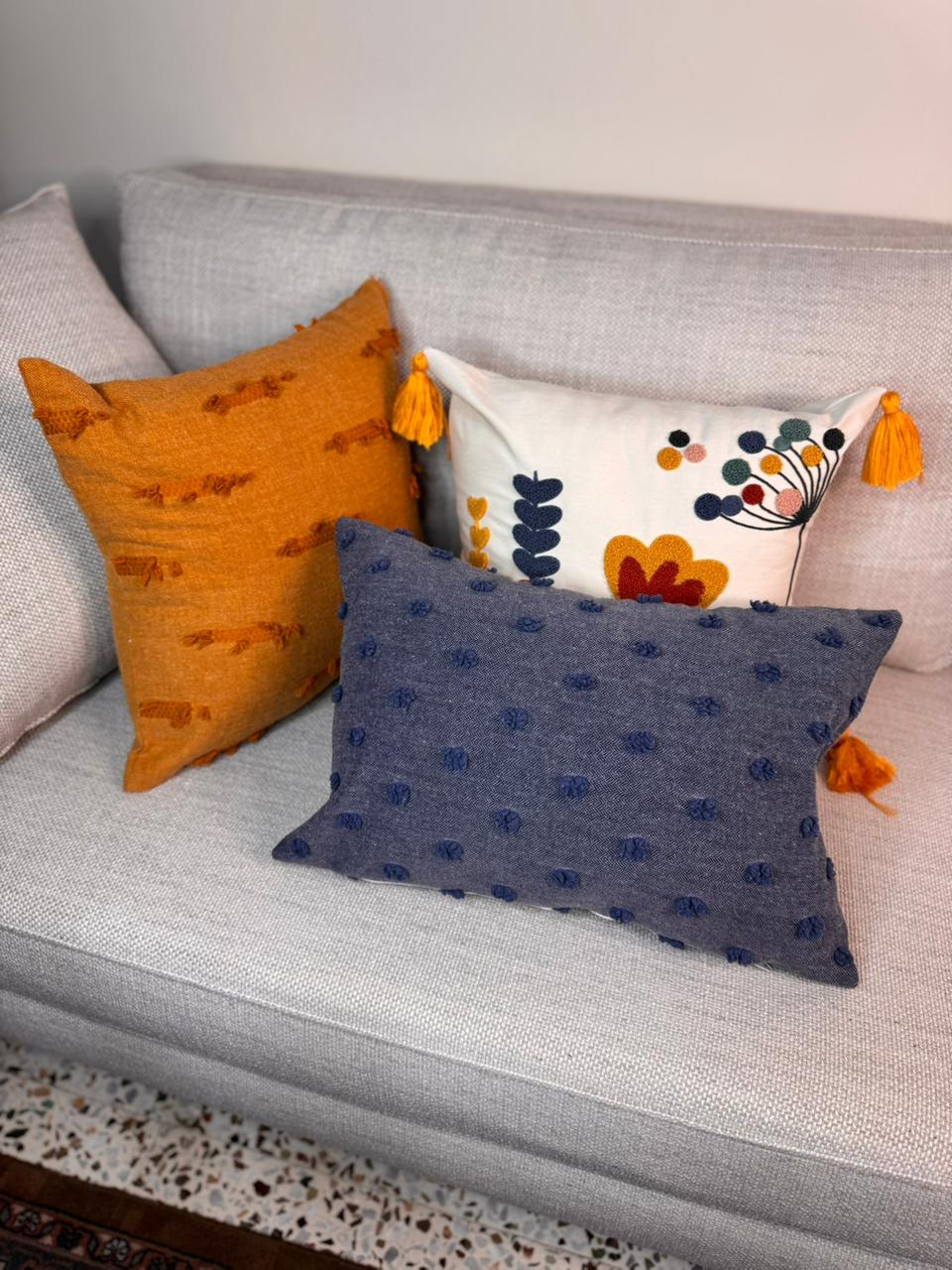 Navy Blue Knot Dot R - Cushion Cover