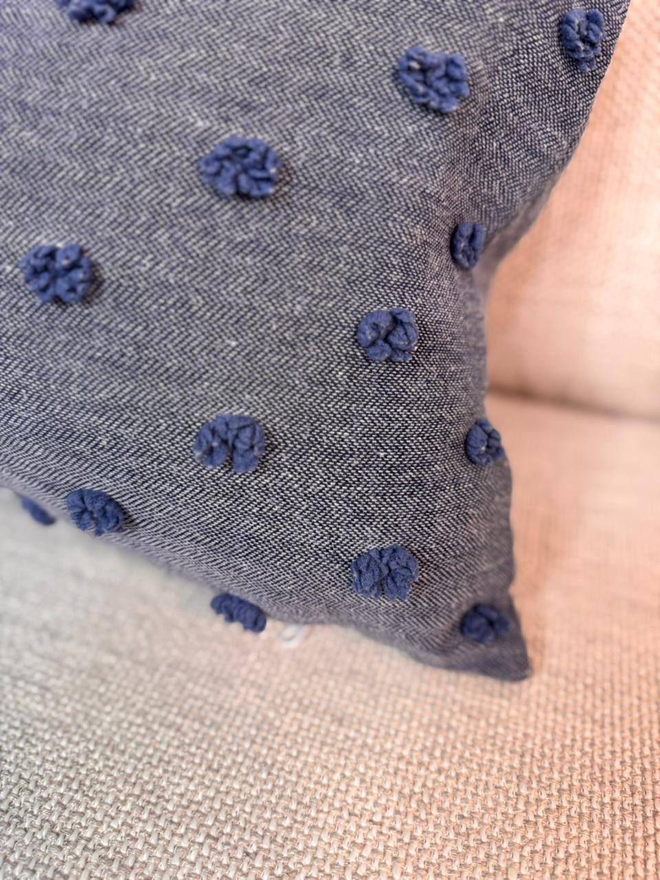 Navy Blue Knot Dot R - Cushion Cover