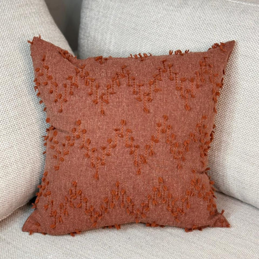 Polka Zigzag Collection – Warm Terracotta Textured Cushion Cover 43x43 cm
