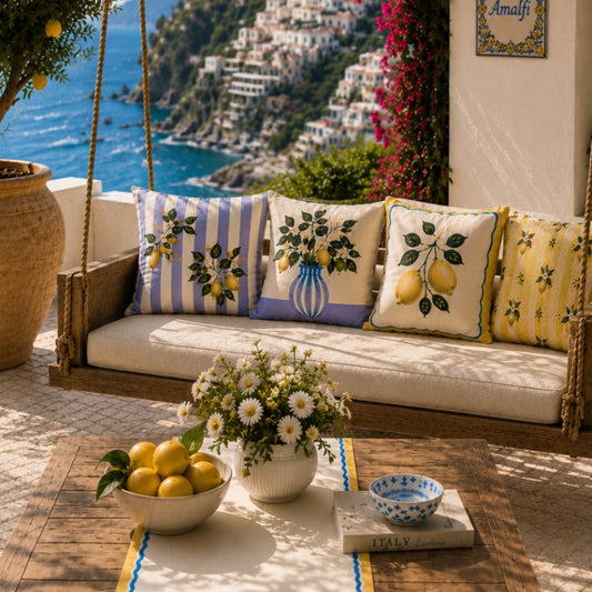 Amalfi Lemon Cushion Covers | Set of 4