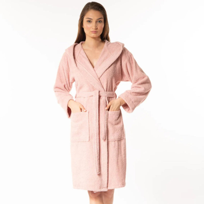 Pink cotton bathrobe with Ocean Row white and pink striped towel, plus free pink anti-slip mat gift – Mix and Match bathroom essentials from KeyHomeLB.