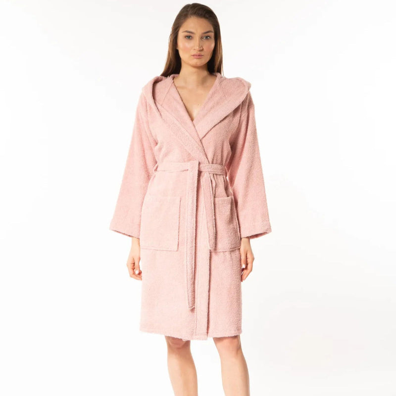Pink cotton bathrobe with Ocean Row white and pink striped towel, plus free pink anti-slip mat gift – Mix and Match bathroom essentials from KeyHomeLB.